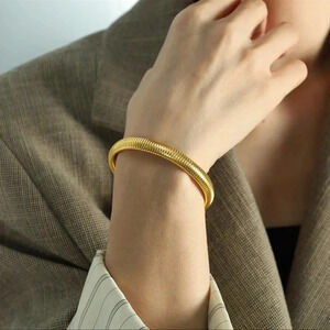 Avangarde Gold Stainless Steel Stylish Slake Bracelet